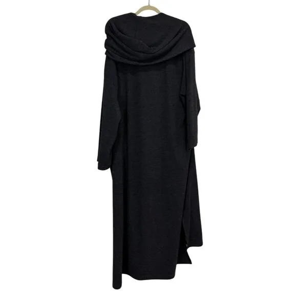 NAP Loungewear Hooded House Robe Gown Dress Long Sleeve Scarf Charcoal Gray XL
