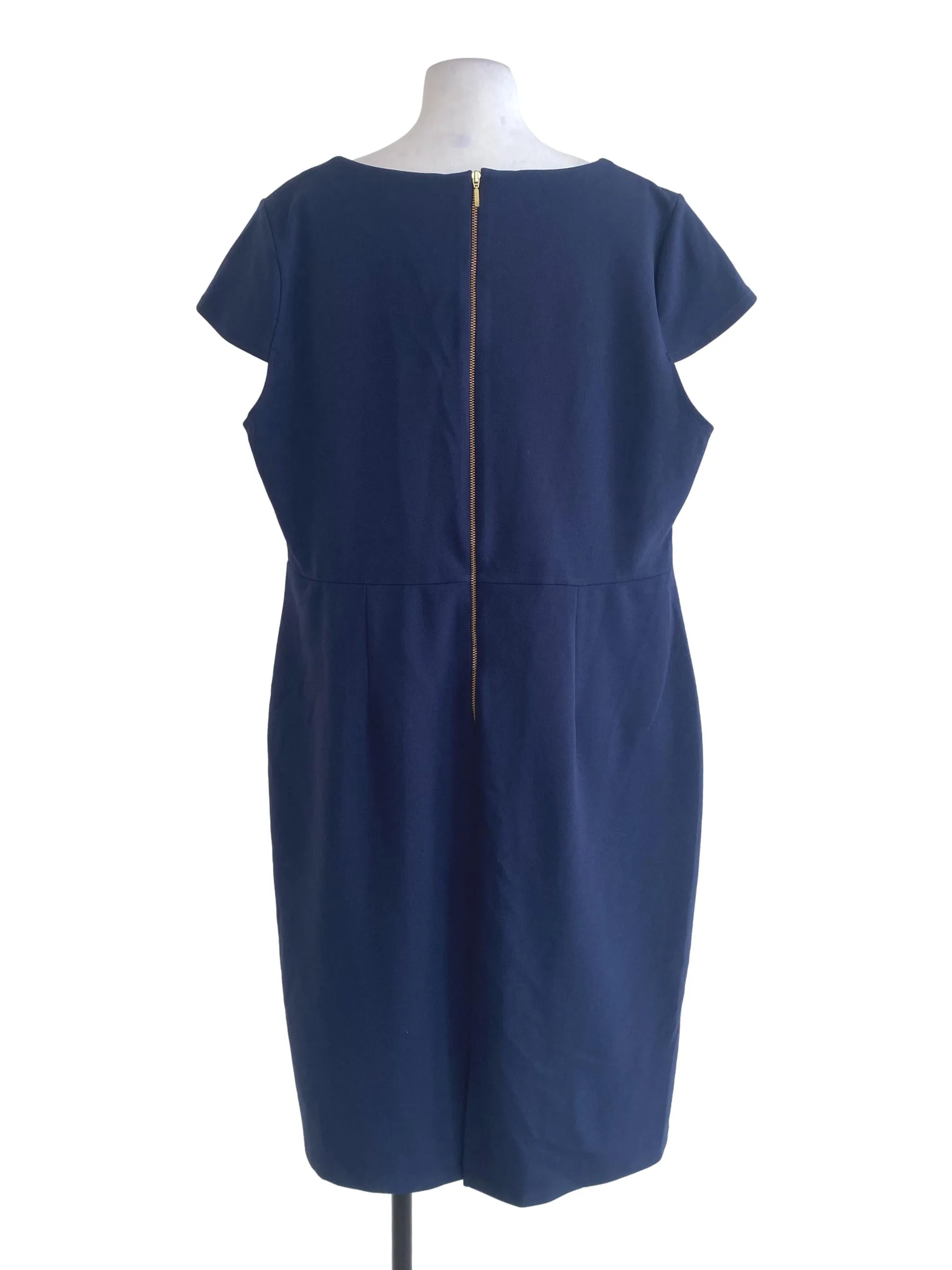Navy Blue Asymmetrical Neck Dress