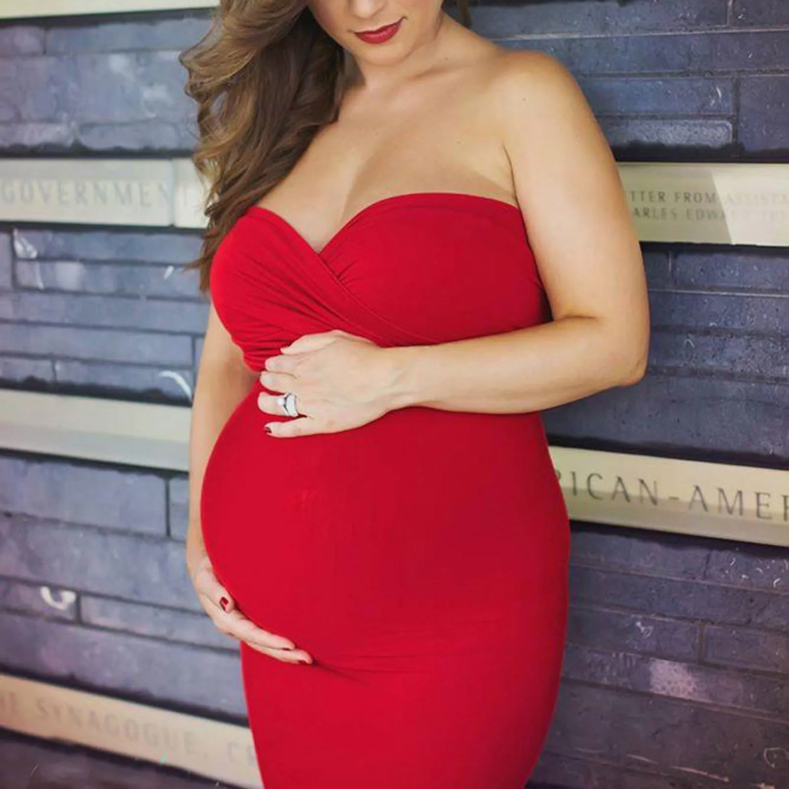 New 2023 Women Pregnant Dress Sexy Sleeveless Strapless Dress For Photography P