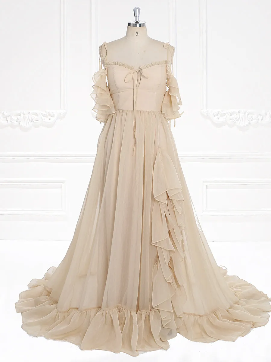 New Woman Dress Side Slit Ruffles Maxi Photo Shoots Dress Custom Colors YW230506