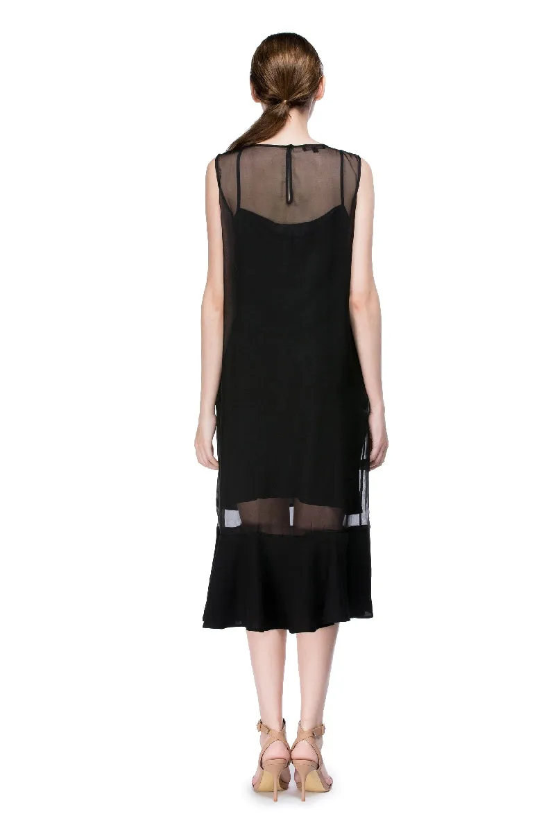 Nightfall Round Neck Flounced Dress