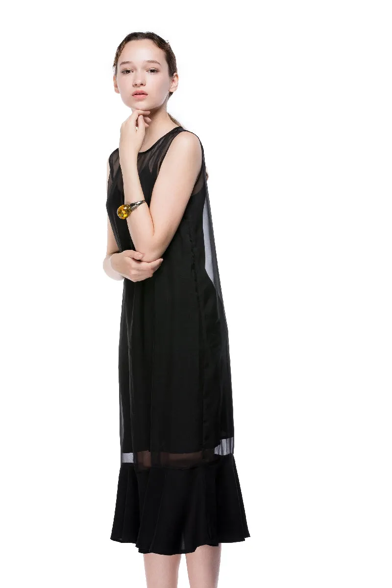 Nightfall Round Neck Flounced Dress