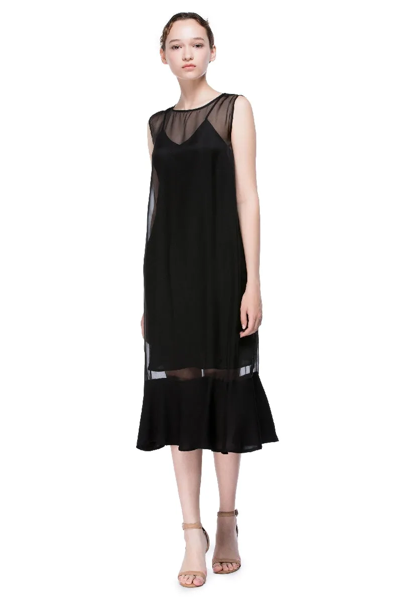 Nightfall Round Neck Flounced Dress