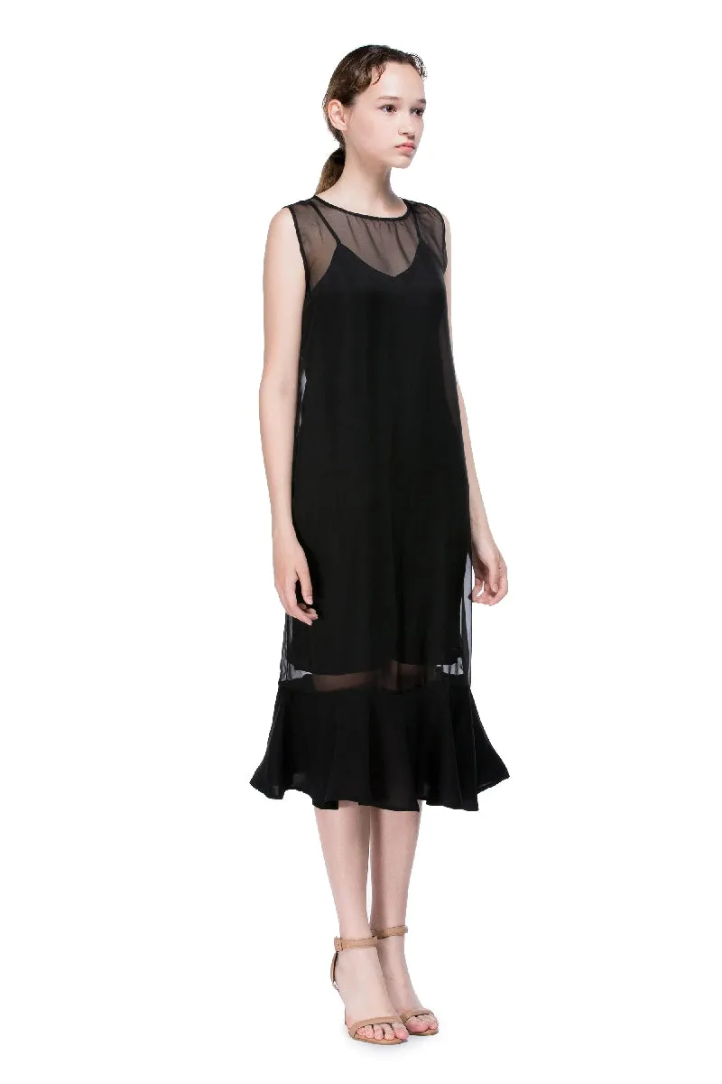 Nightfall Round Neck Flounced Dress