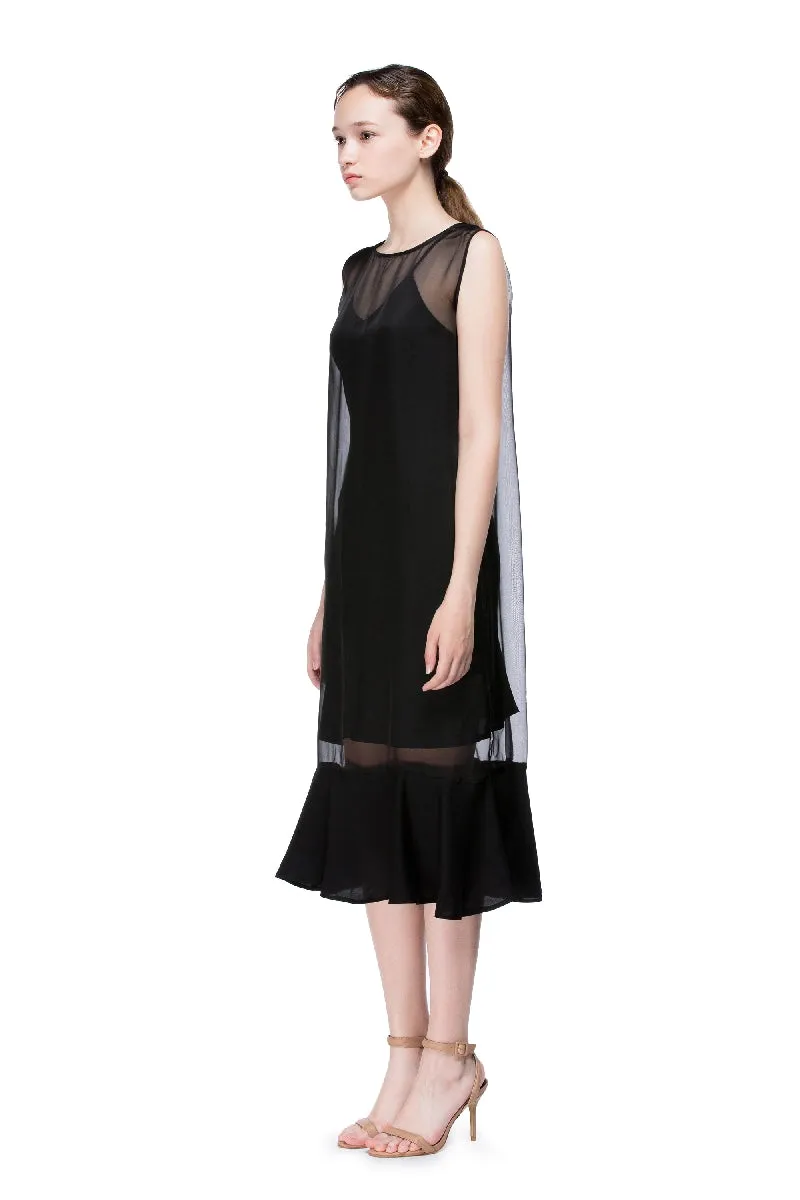 Nightfall Round Neck Flounced Dress