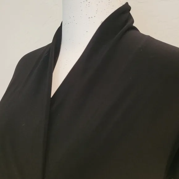 Norma Kamali Black Long-Sleeve Side Draped Jersey Dress, Size Small