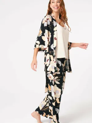 Normal Waist Tied Lace Detailed Pajama Set Dressing Gown