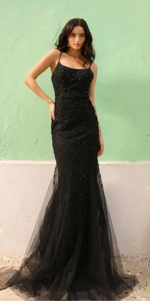 Nox Anabel A1376 Long Fitted Mermaid Gown Open Lace Up Back