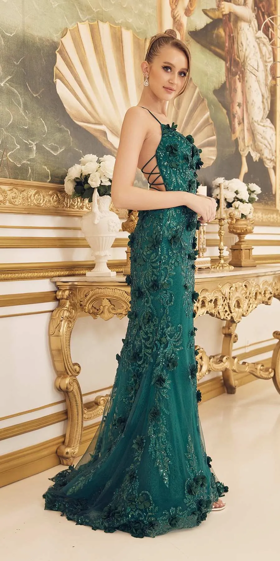 Nox Anabel C1098 Long Fitted Formal Gown with Applique