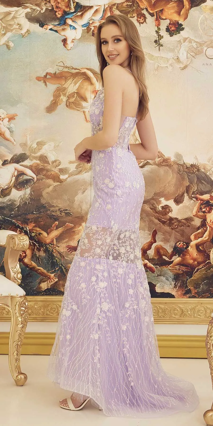 Nox Anabel C1195 Floor Length Fitted Sleeveless Floral Applique Gown