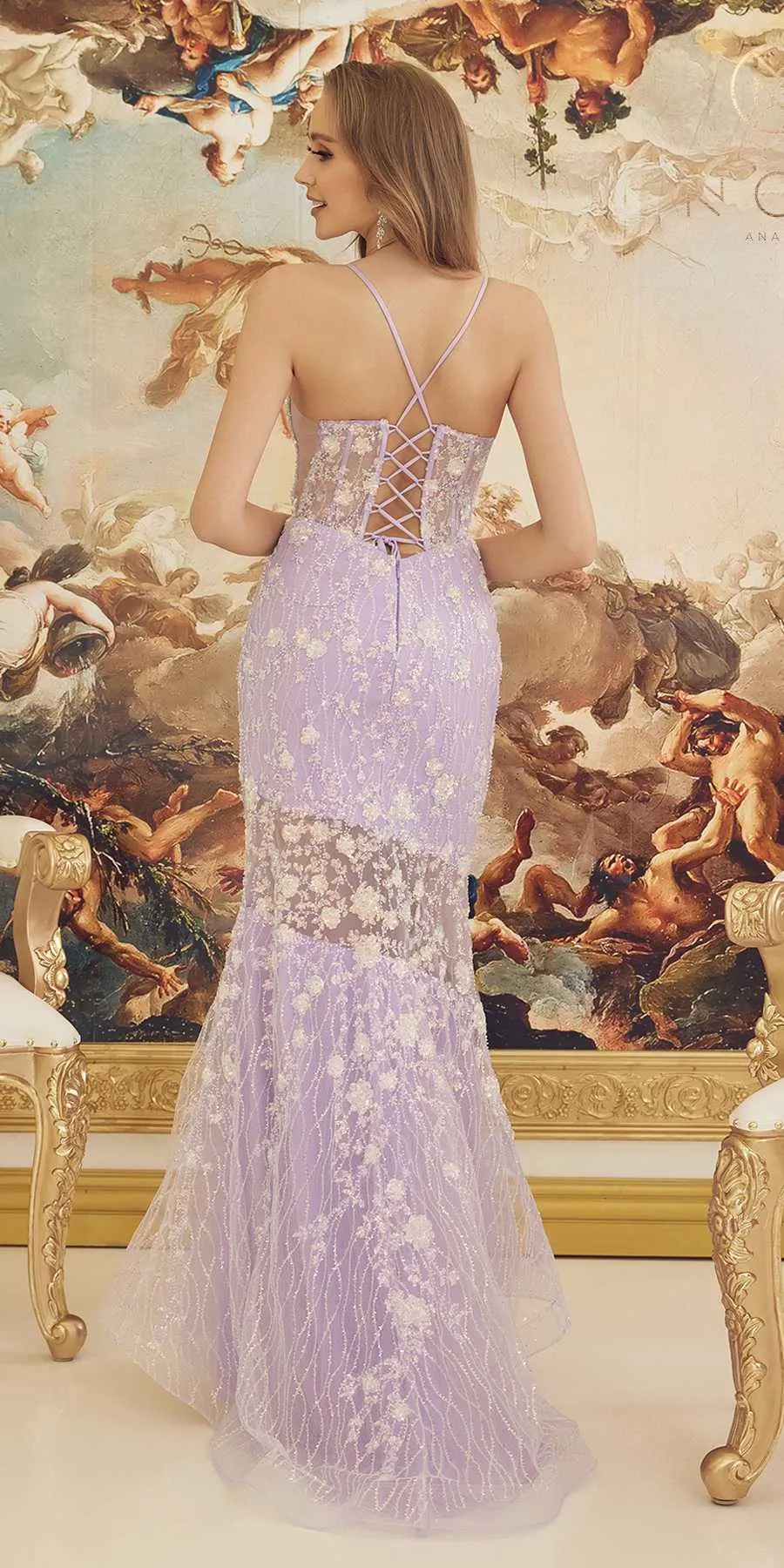 Nox Anabel C1195 Floor Length Fitted Sleeveless Floral Applique Gown