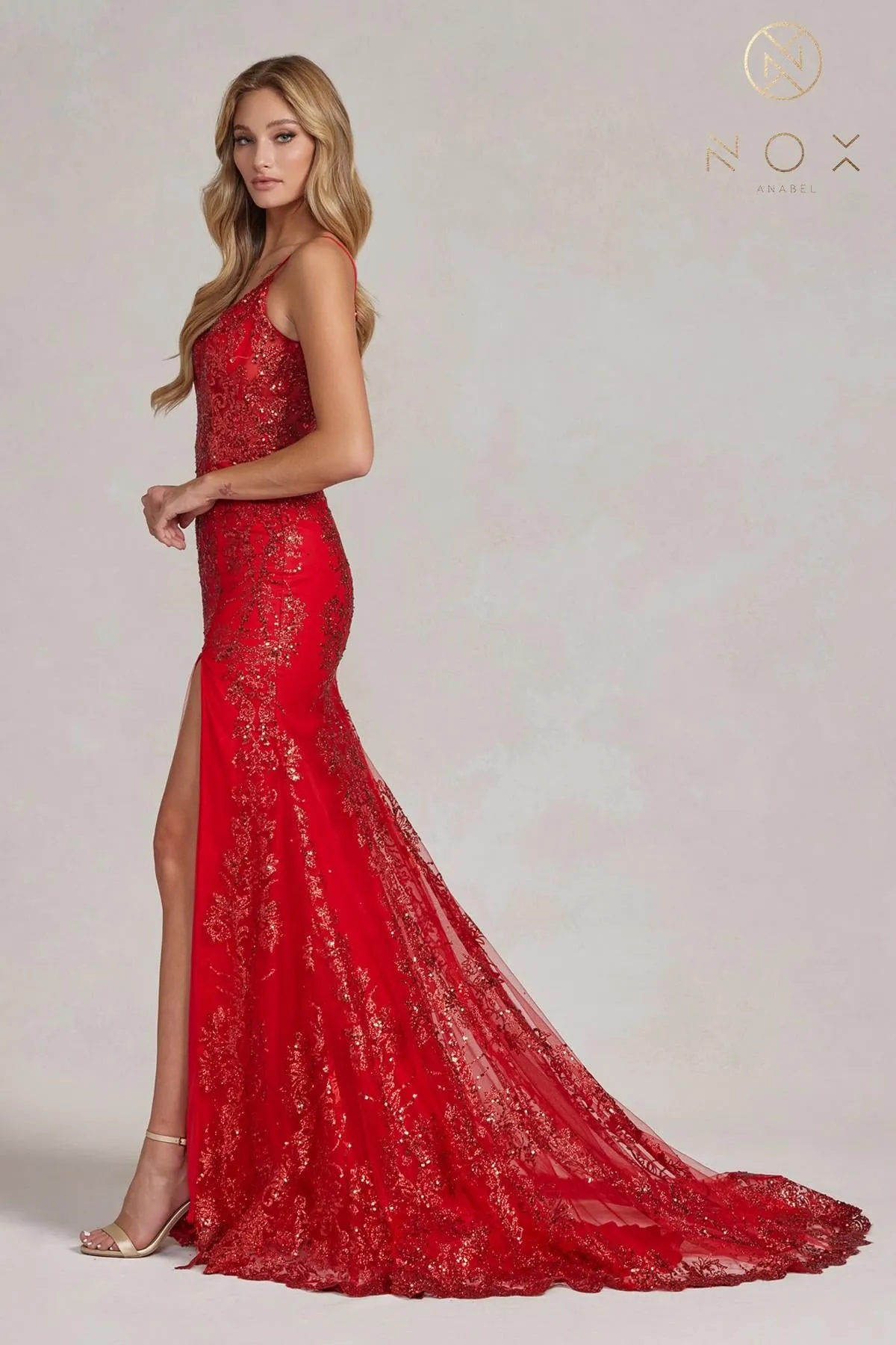 Nox Anabel C1197 Long Mermaid Silhouette Sleeveless Corset Gown