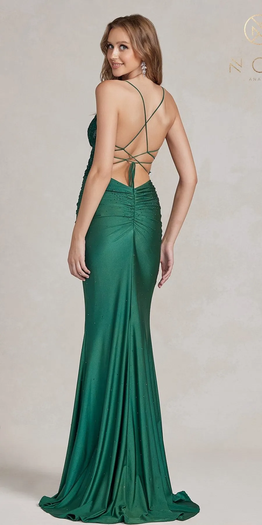 Nox Anabel E1186 Floor Length Sleeveless Sheath Satin Gown