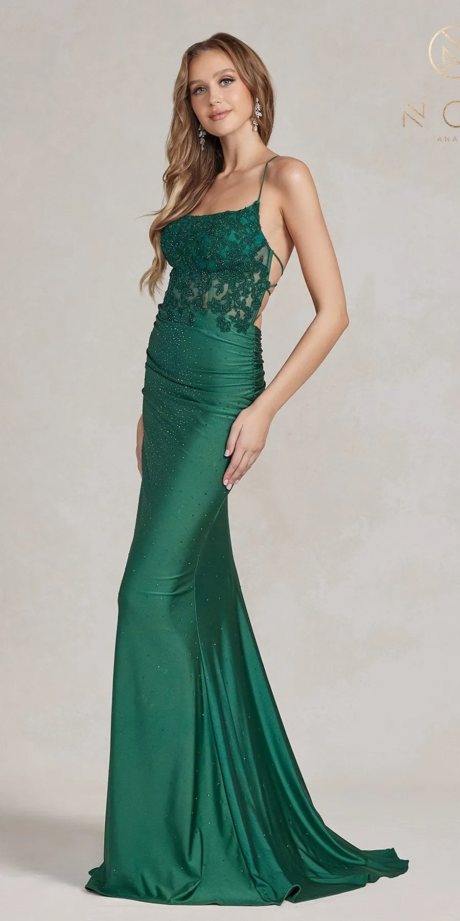 Nox Anabel E1186 Floor Length Sleeveless Sheath Satin Gown