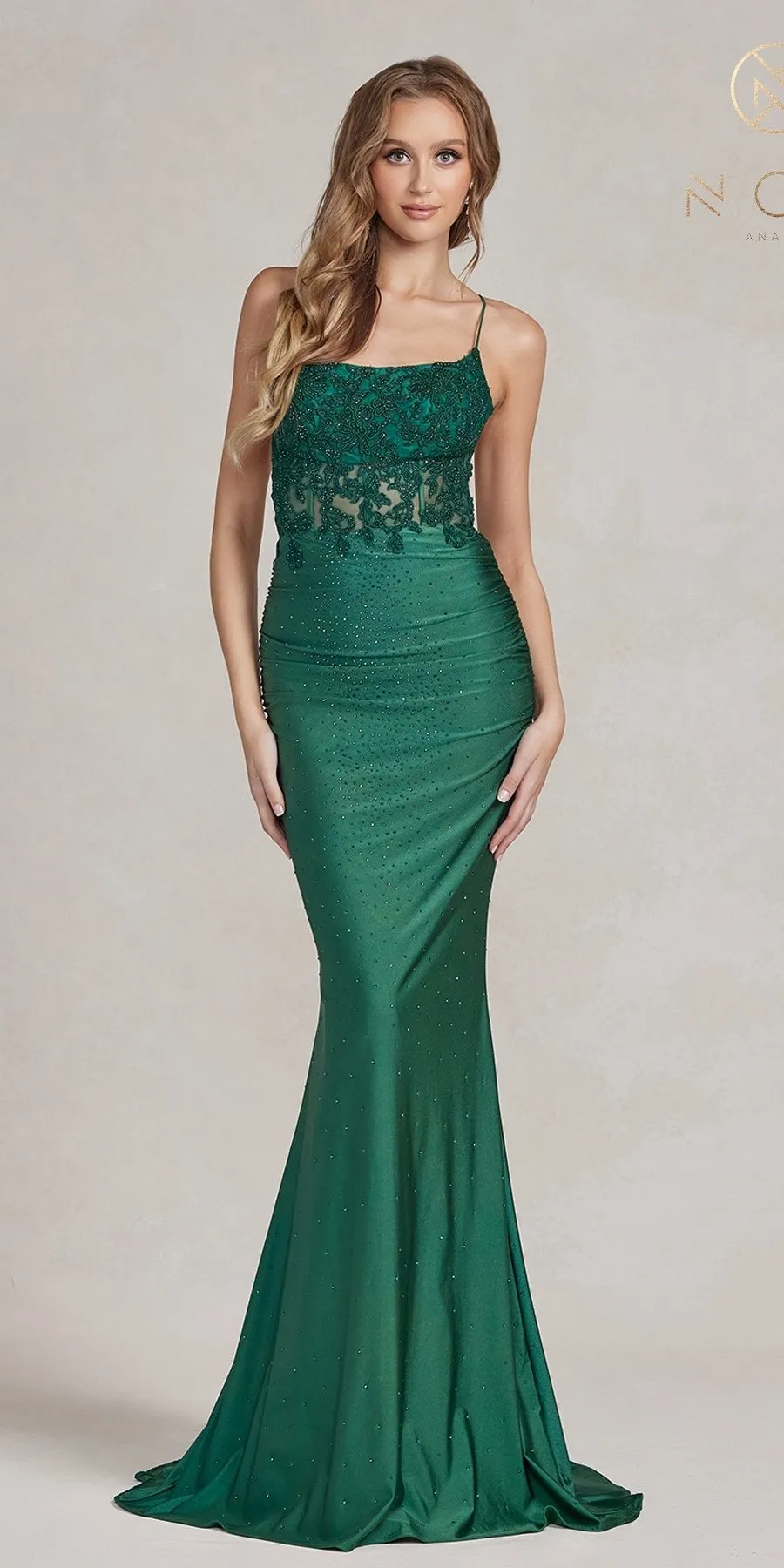 Nox Anabel E1186 Floor Length Sleeveless Sheath Satin Gown