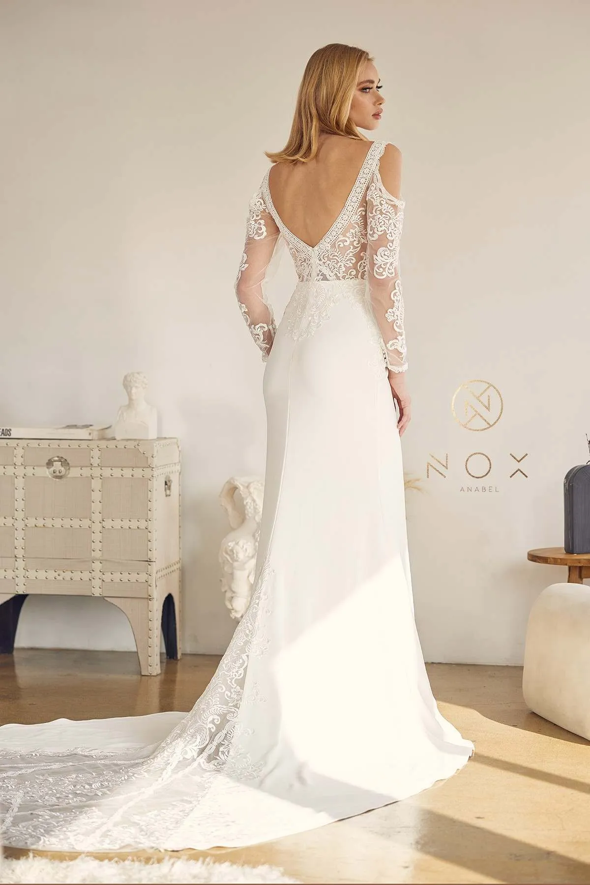Nox Anabel JE916 Wedding Gown Cathedral Train Long Sleeves