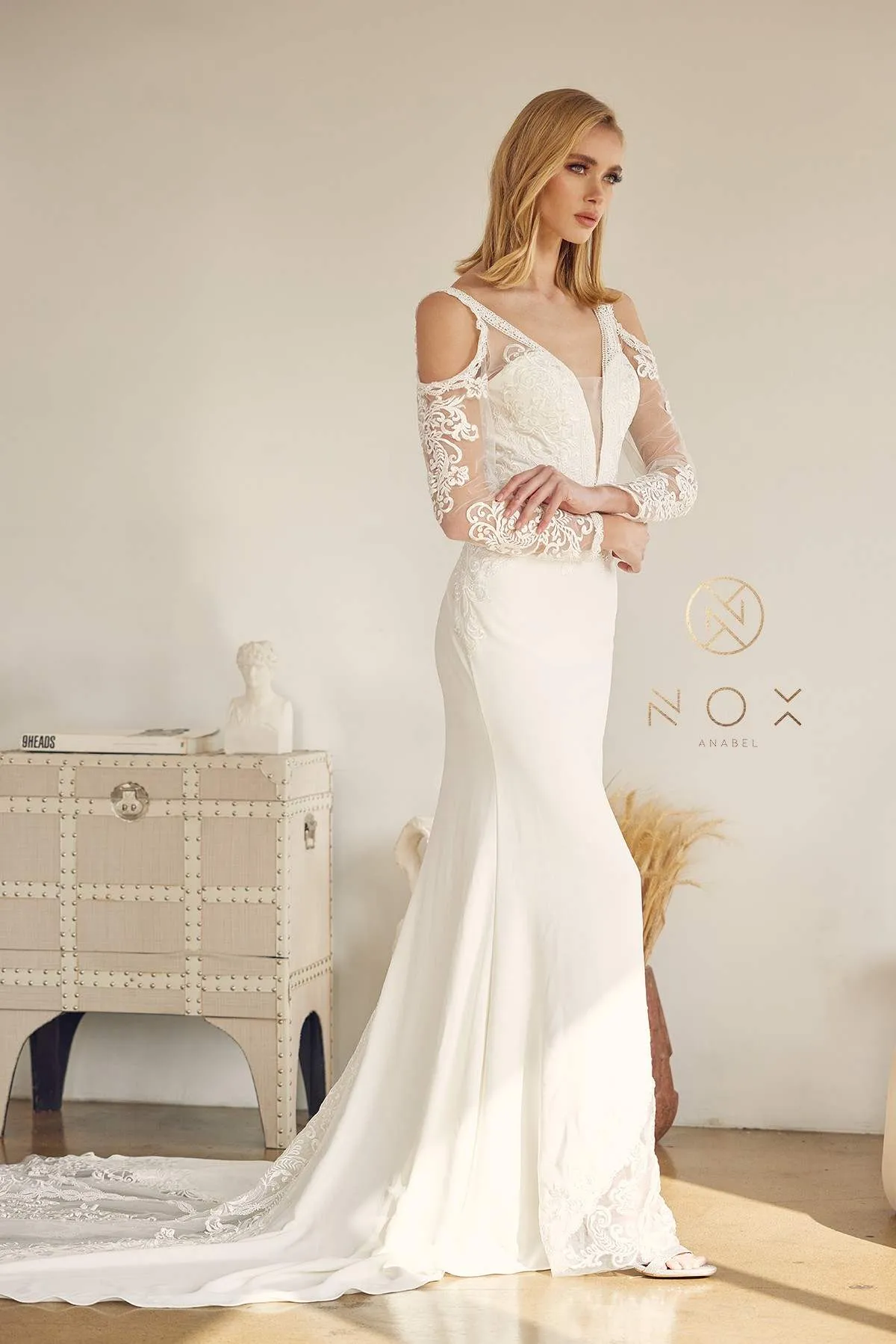 Nox Anabel JE916 Wedding Gown Cathedral Train Long Sleeves