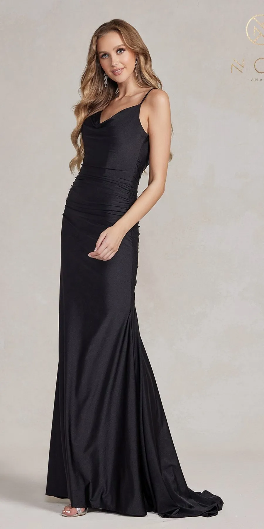 Nox Anabel K490 Floor Length Fitted Cowl Neckline Formal Gown
