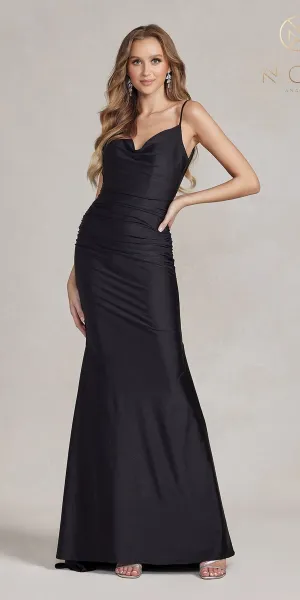 Nox Anabel K490 Floor Length Fitted Cowl Neckline Formal Gown