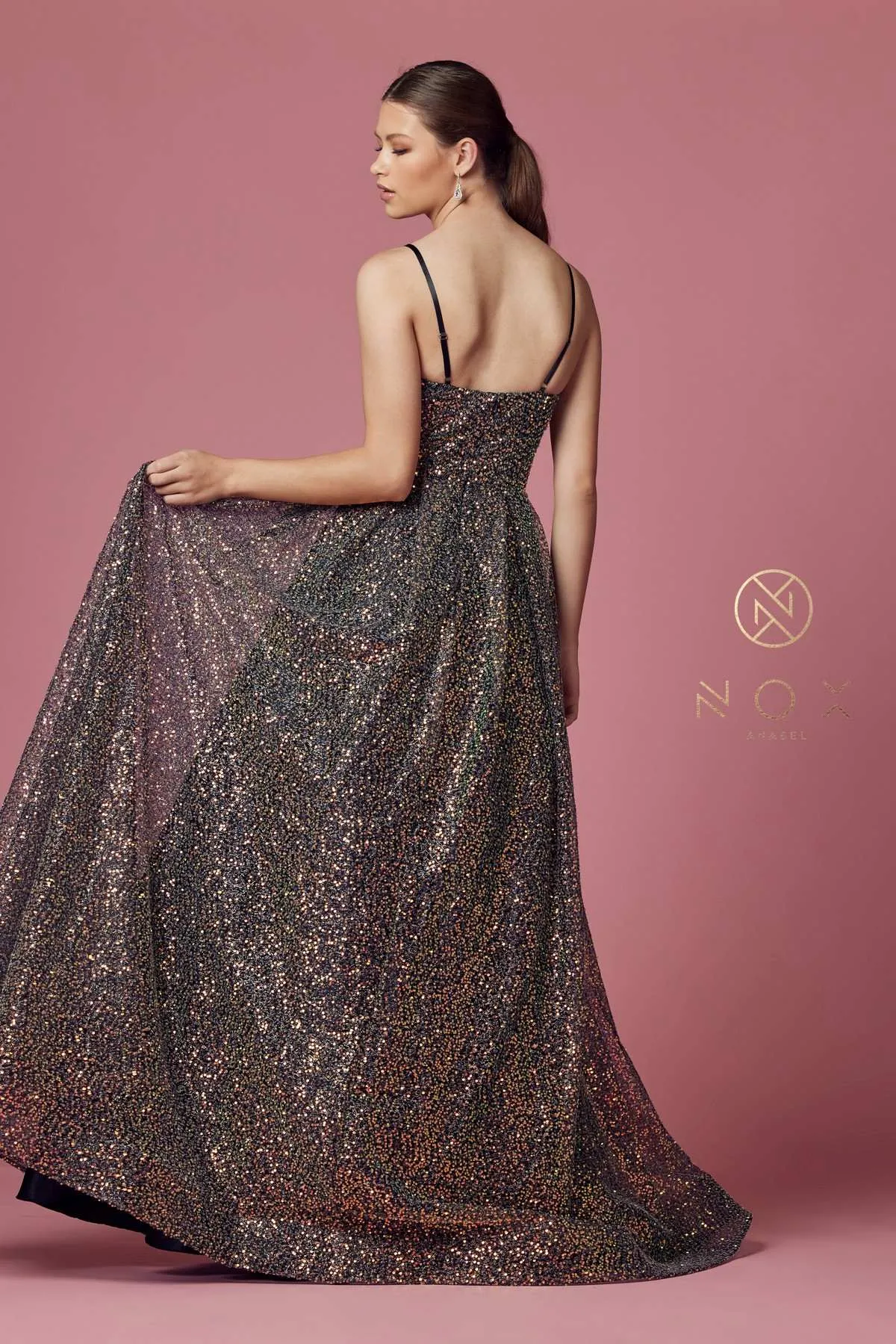 Nox Anabel R1030 A-Line Multi Sequins Long Formal Dress