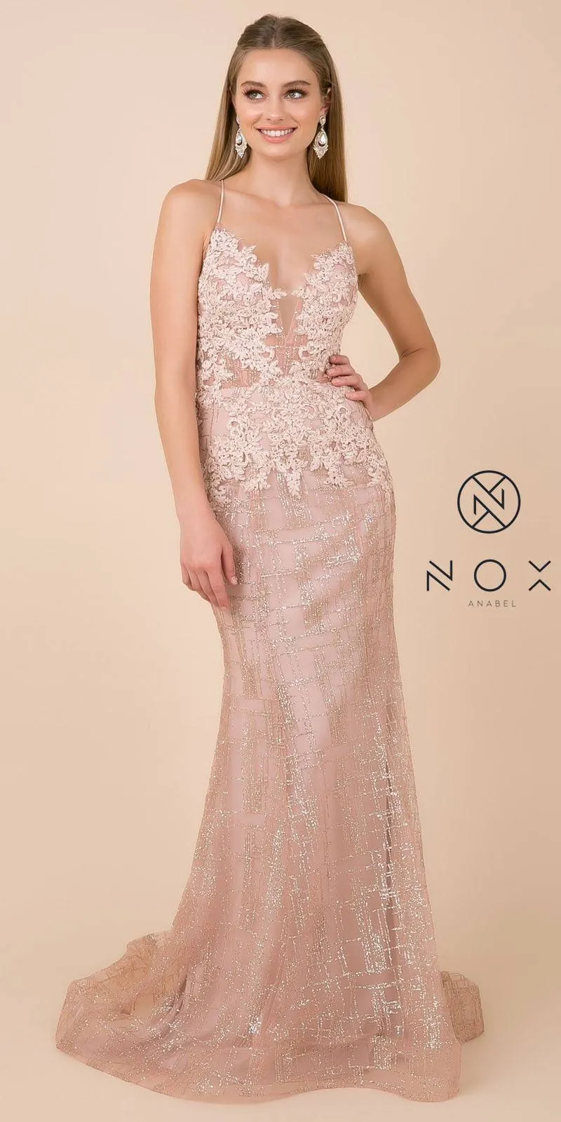 Nox Anabel R282-1 Mermaid Long Dress Corset Open-Back