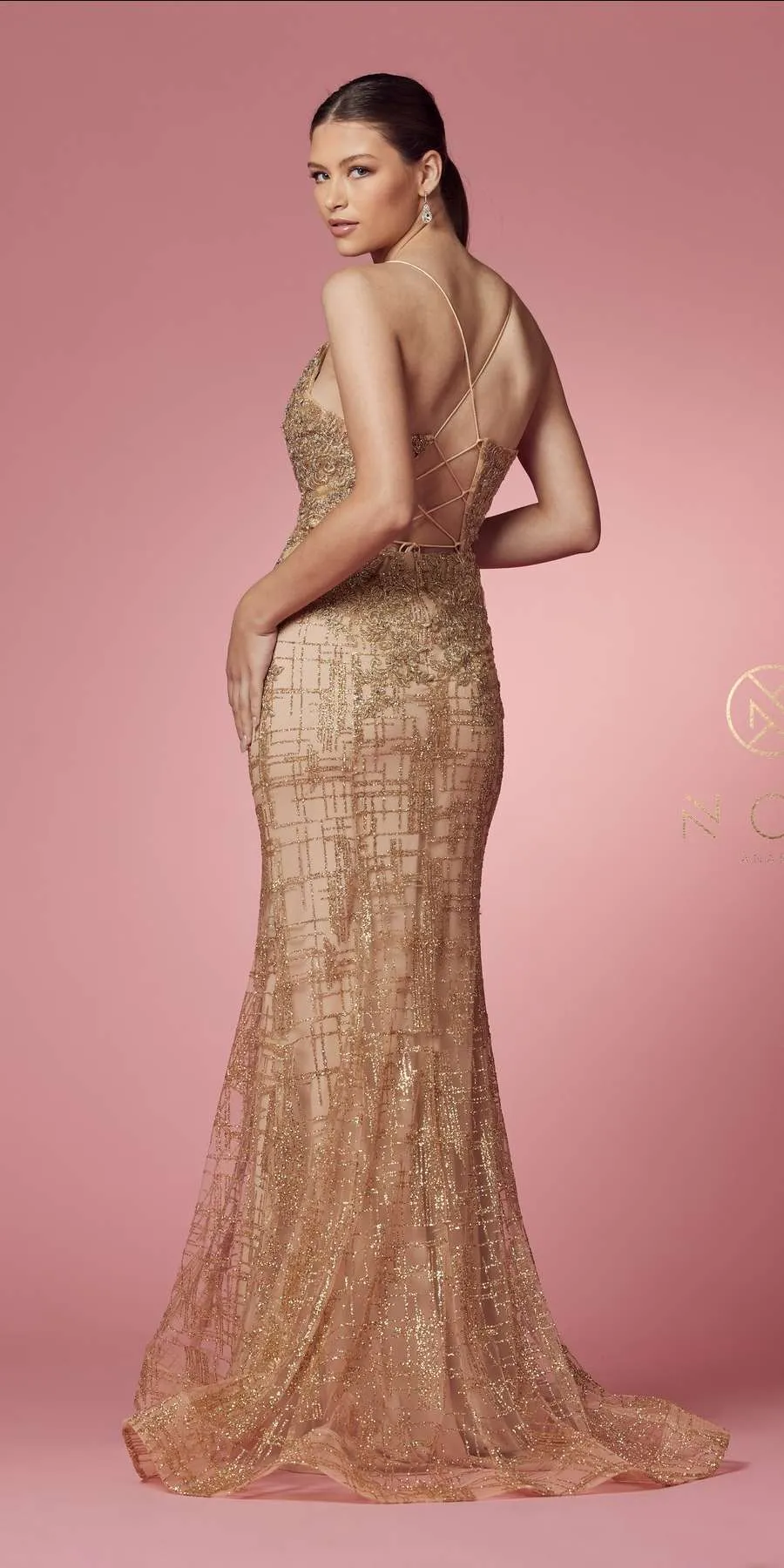 Nox Anabel R282-1 Mermaid Long Dress Corset Open-Back
