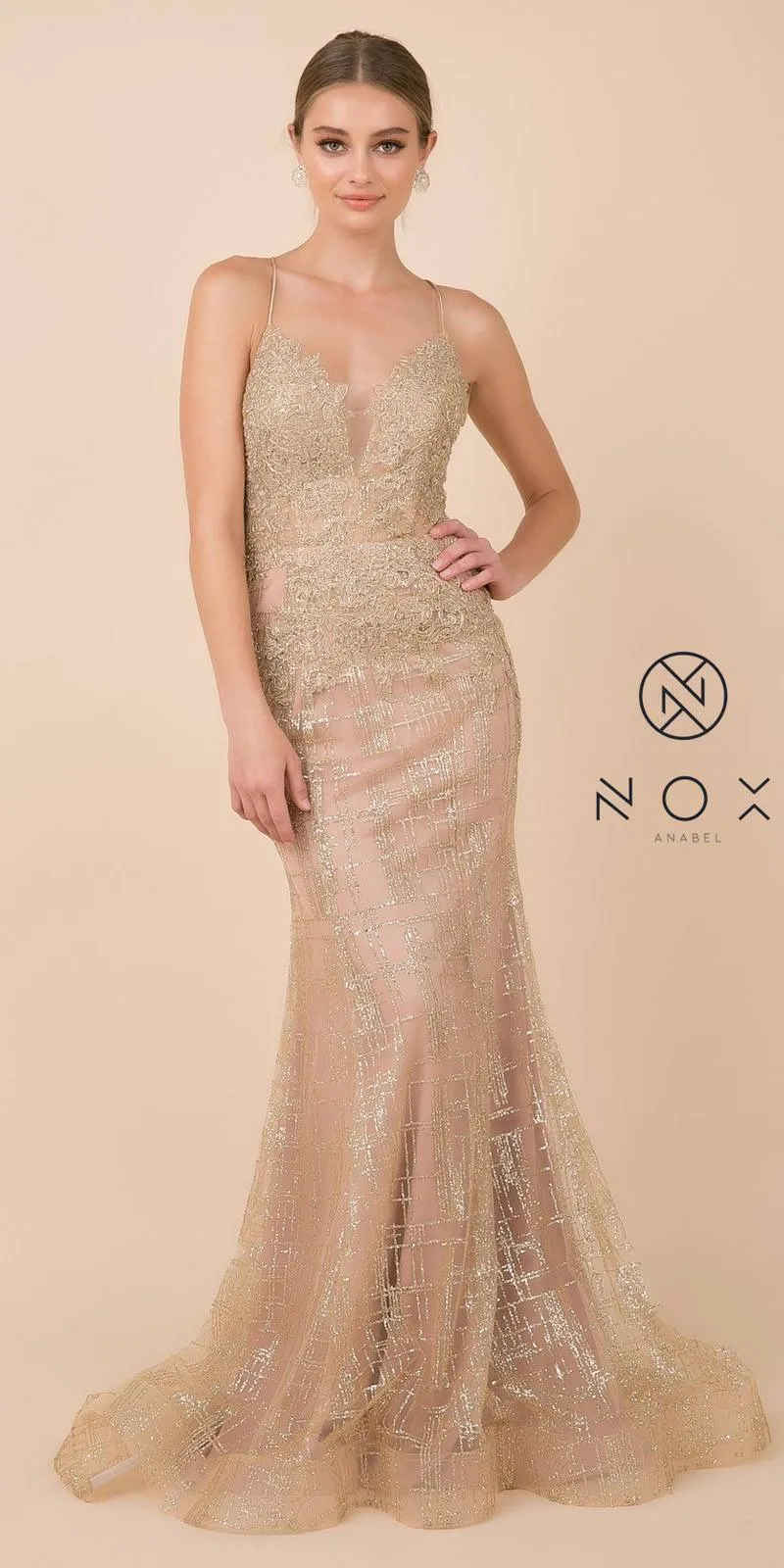 Nox Anabel R282-1 Mermaid Long Dress Corset Open-Back
