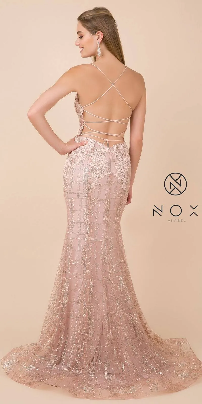 Nox Anabel R282-1 Mermaid Long Dress Corset Open-Back