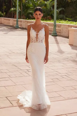 Nox Anabel R282-1W Mermaid Long Wedding Dress Corset Open-Back