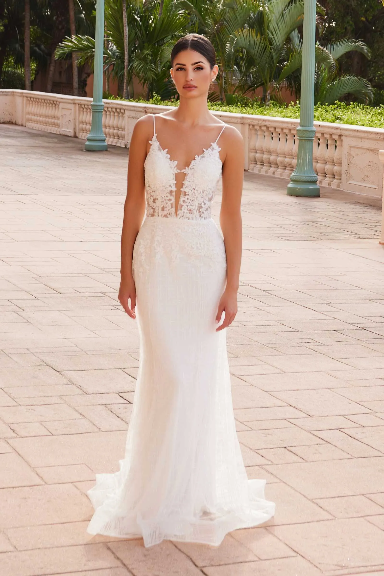 Nox Anabel R282-1W Mermaid Long Wedding Dress Corset Open-Back