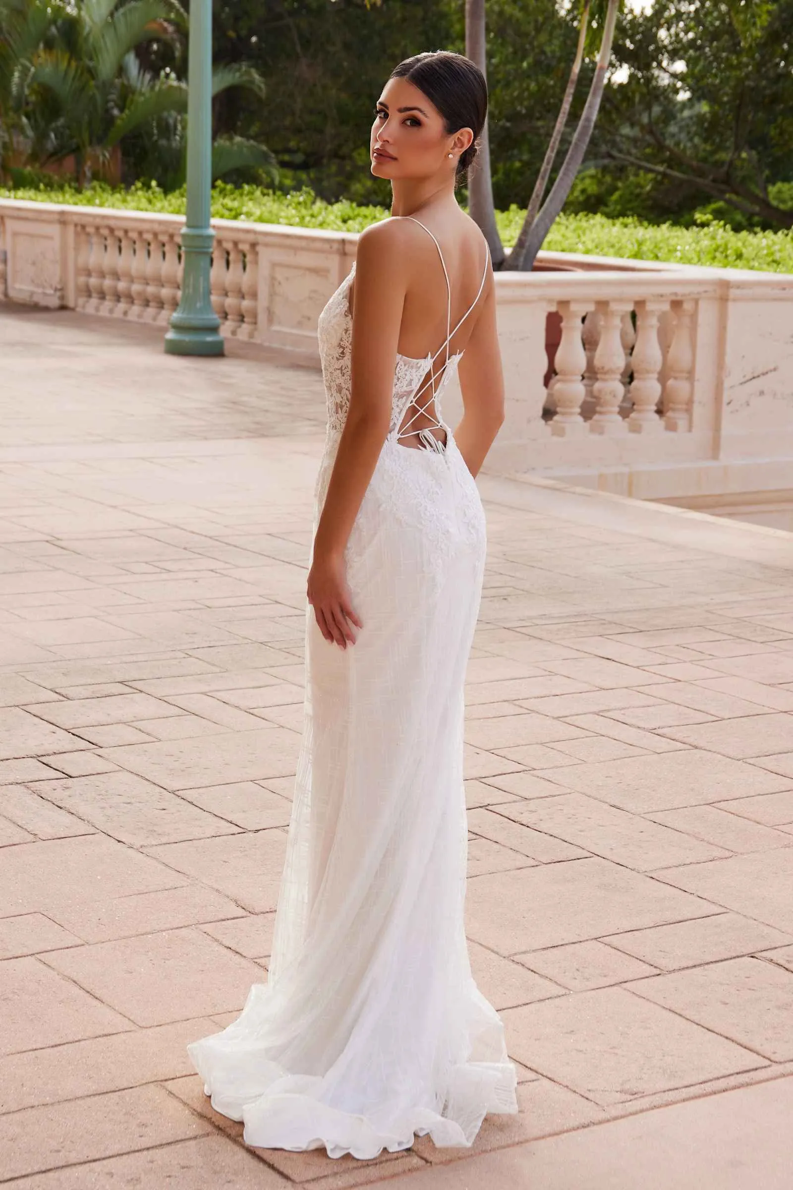 Nox Anabel R282-1W Mermaid Long Wedding Dress Corset Open-Back