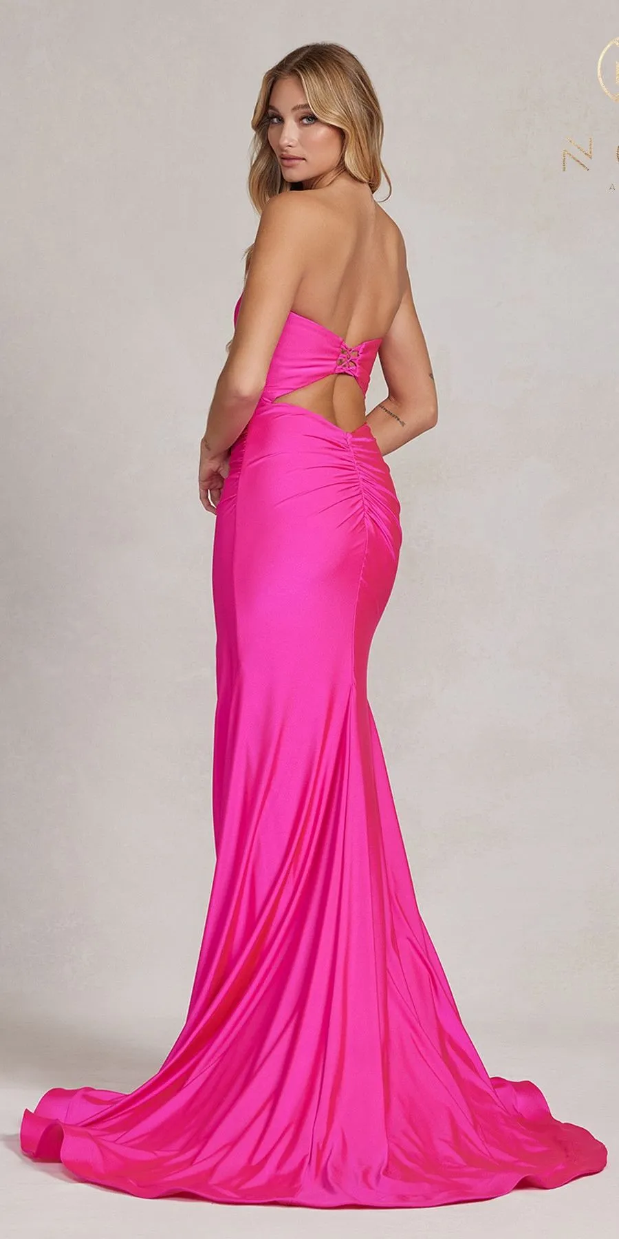 Nox Anabel T1139 Floor Length Fitted Satin Strapless Sweetheart Dress