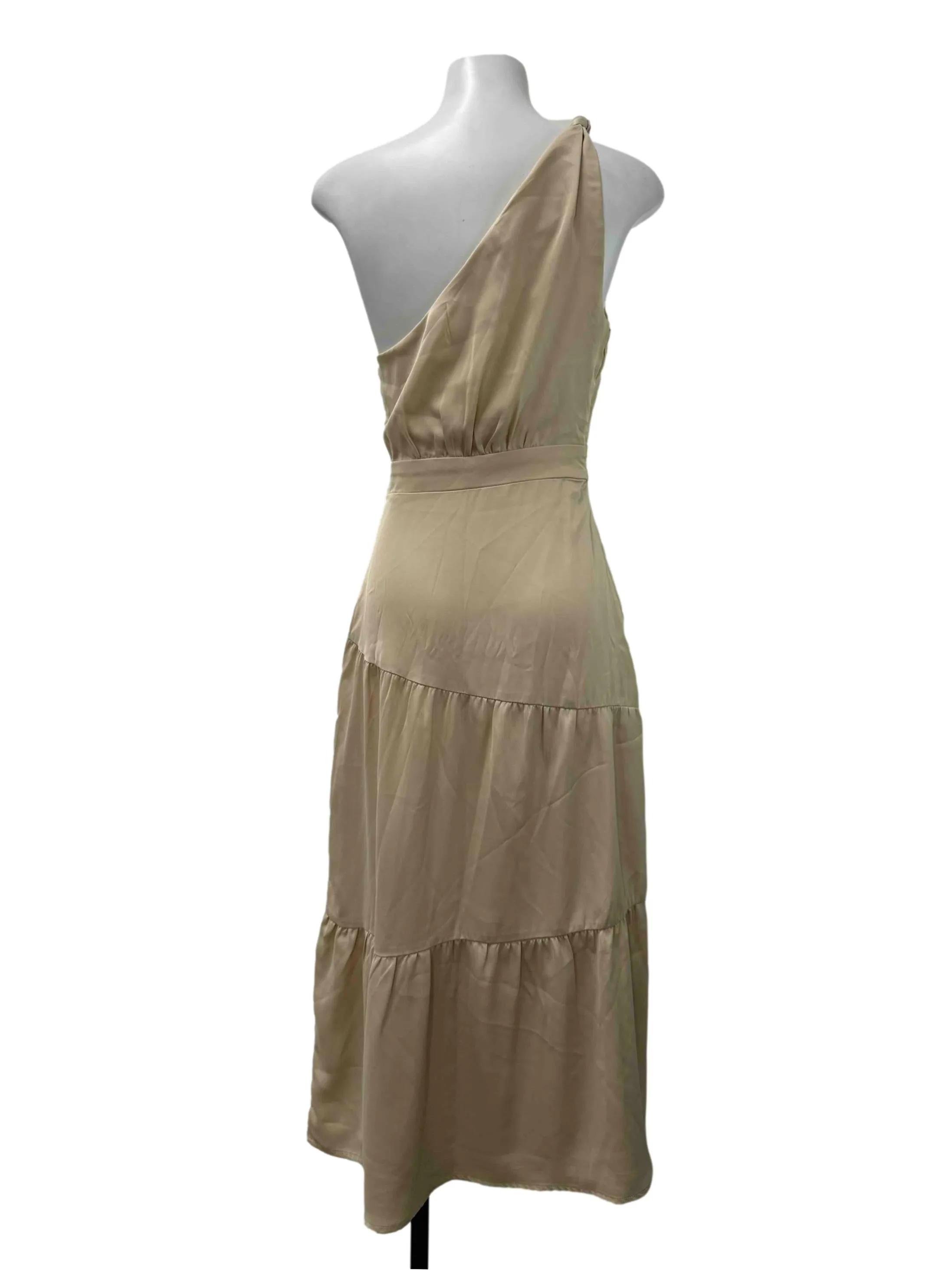 Nude Asymmetrical Tiered Dress