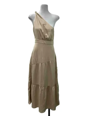 Nude Asymmetrical Tiered Dress