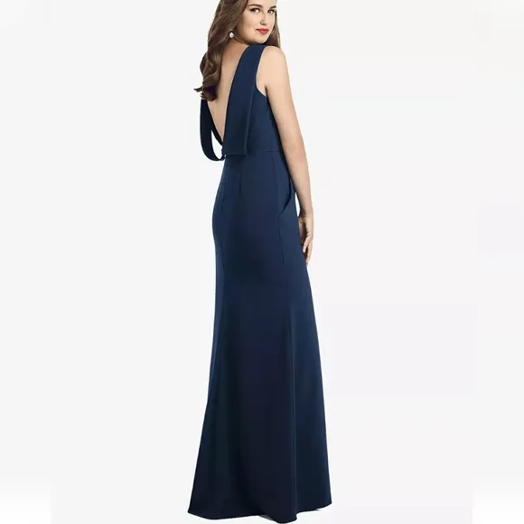 *NWOT* Dessy Collection Vivian Diamond Draped Backless Crepe Dress