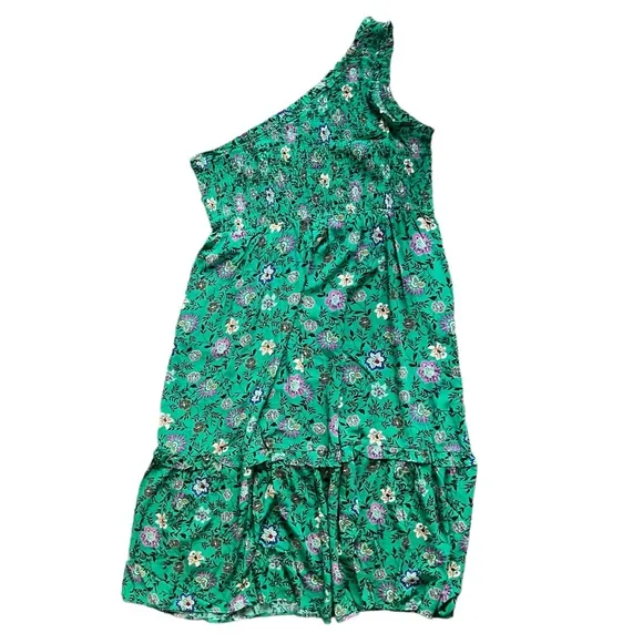 NWOT Knox Rose Tiered Maxi Dress Green Floral One Shoulder Smocked Plus Size 3X