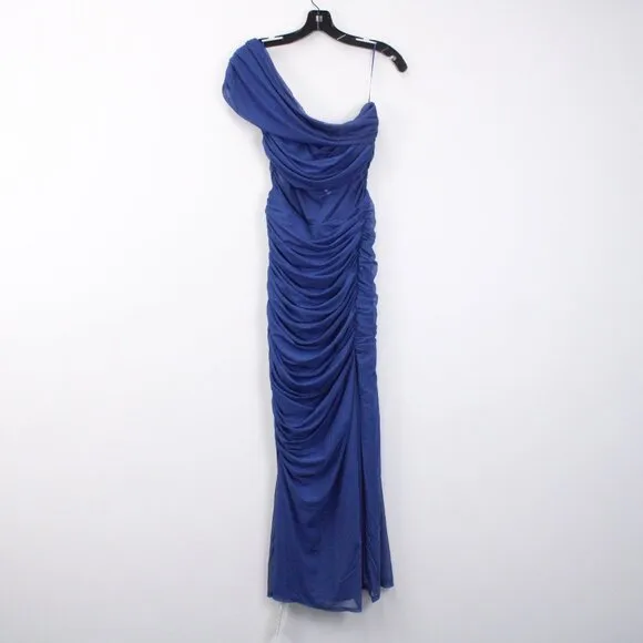 NWT Abercrombie &amp; Fitch Mesh Asymmetrical Off-The-Shoulder Draped Maxi Dress (M)