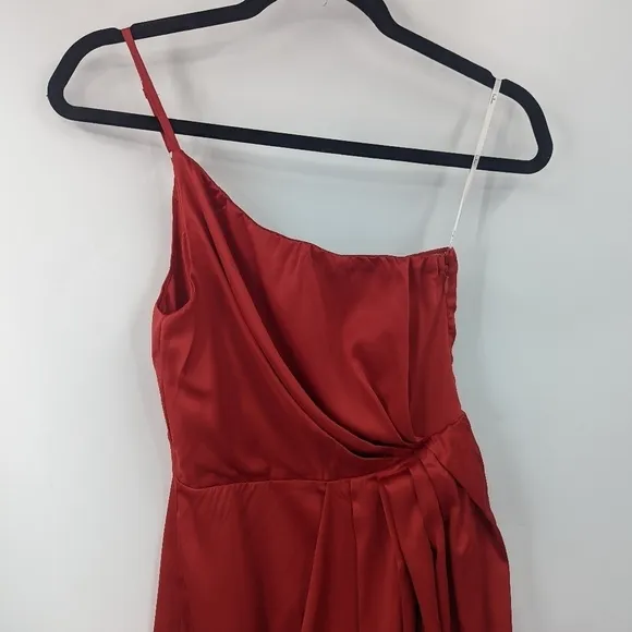 NWT LULU'S Law of Attraction Satin One Shoulder Asymmetrical Midi Dress