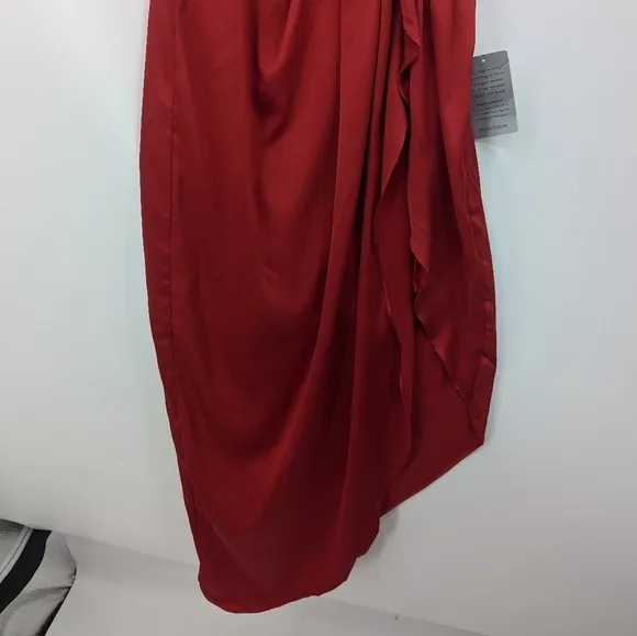 NWT LULU'S Law of Attraction Satin One Shoulder Asymmetrical Midi Dress