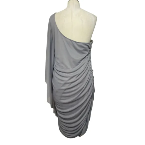 NWT Ruby Rox Gray One Shoulder Rhinestone Dress 2X
