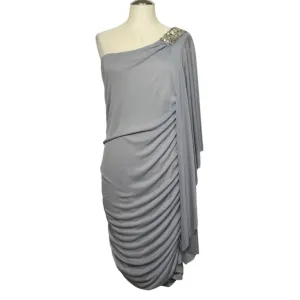 NWT Ruby Rox Gray One Shoulder Rhinestone Dress 2X