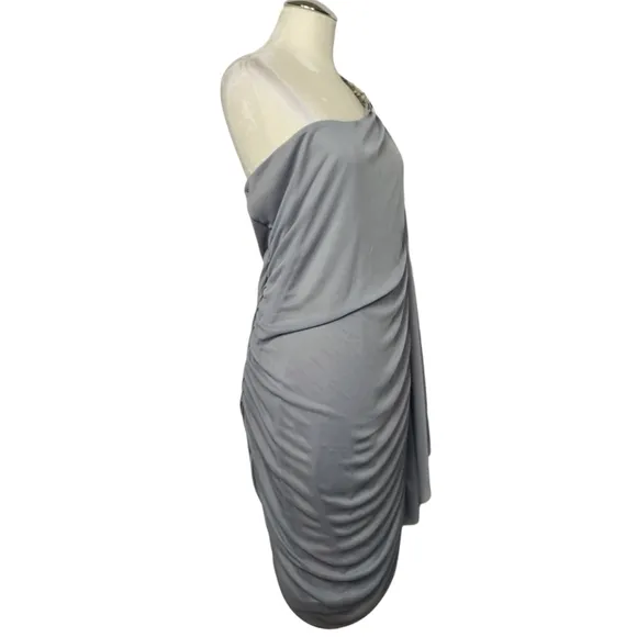 NWT Ruby Rox Gray One Shoulder Rhinestone Dress 2X