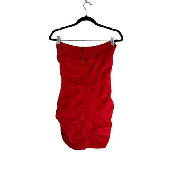 NWT ZARA MINI OFF-SHOULDER SATIN-FINISH DRESS DRAPED RED BLOGGERS FAVE