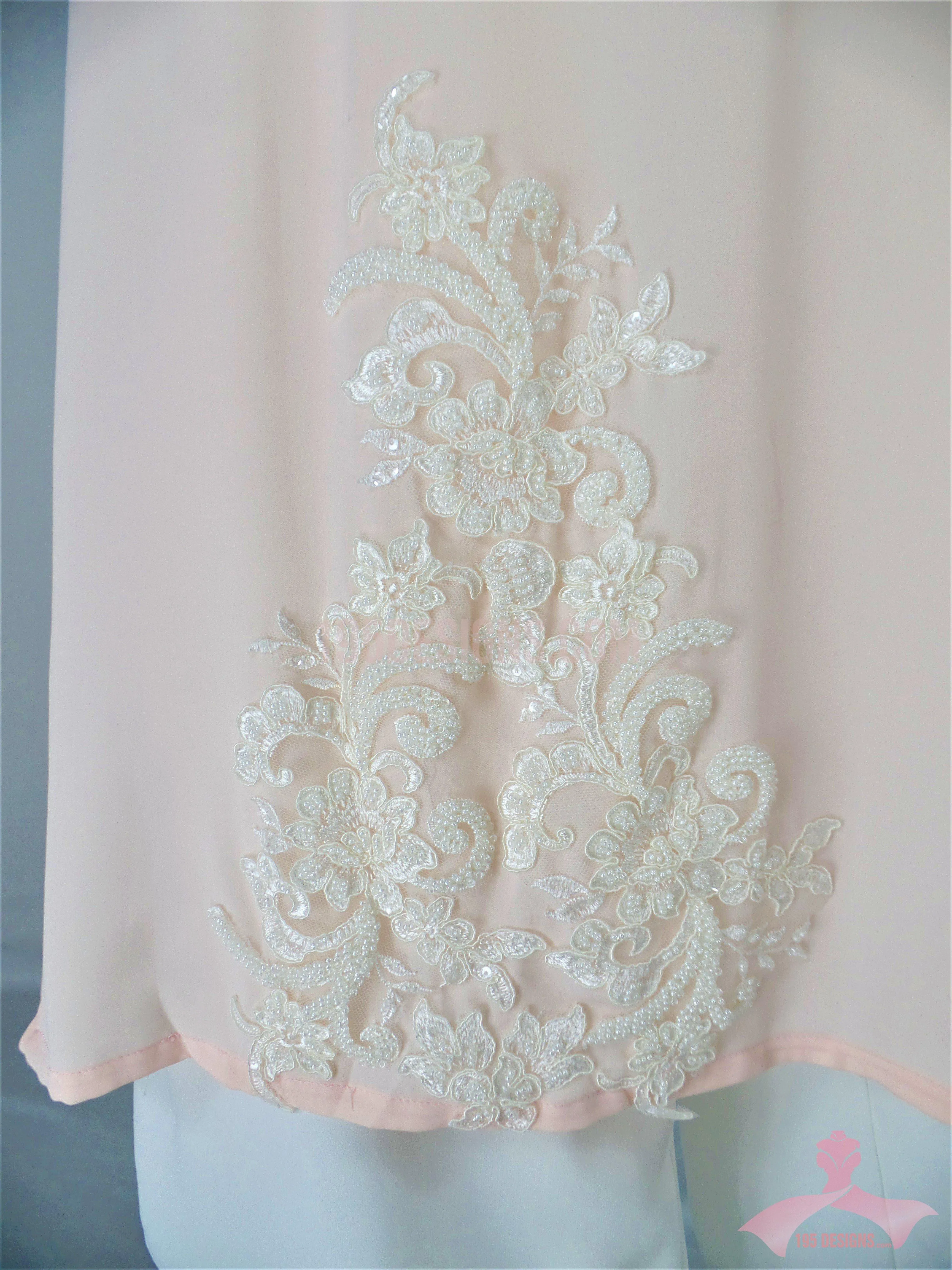 Áo Dài Chiffon hồng phấn kết đá | Light Pink Ao Dai Vietnamese Traditional Long Dress