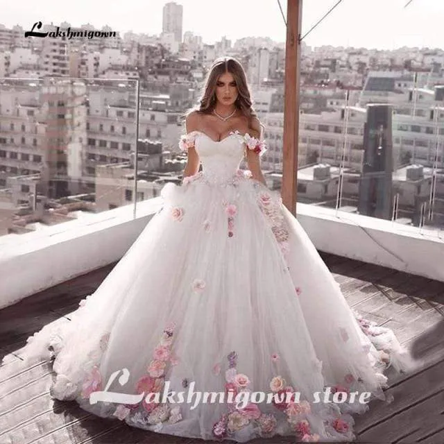 Off-the-shoulder Princess Long Weeding Dresses
