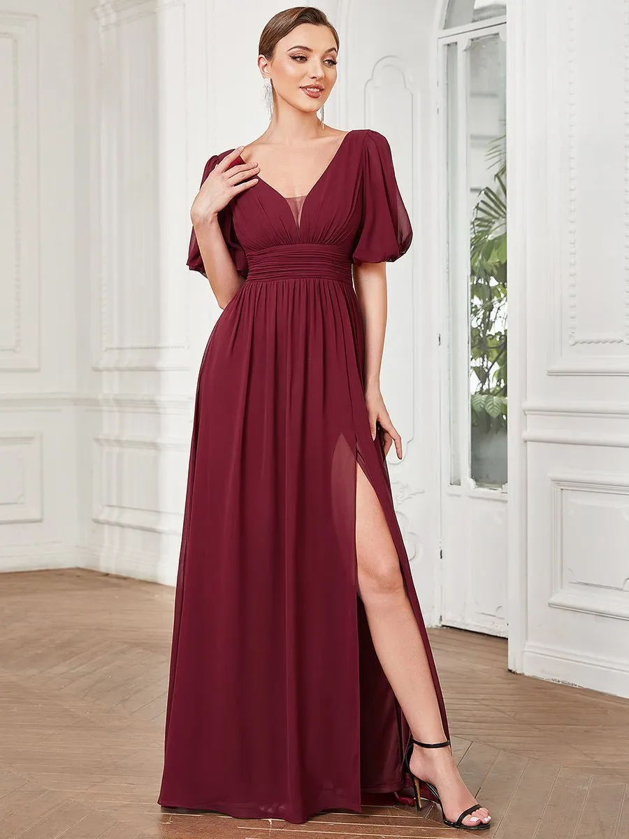 Olivia half sleeve gown with split Express NZ wide