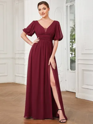 Olivia half sleeve gown with split Express NZ wide