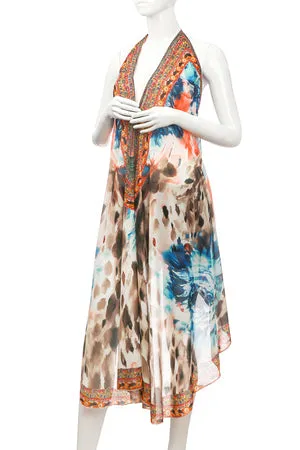 One Shoulder Asymmetric Dye Dress Cover Up