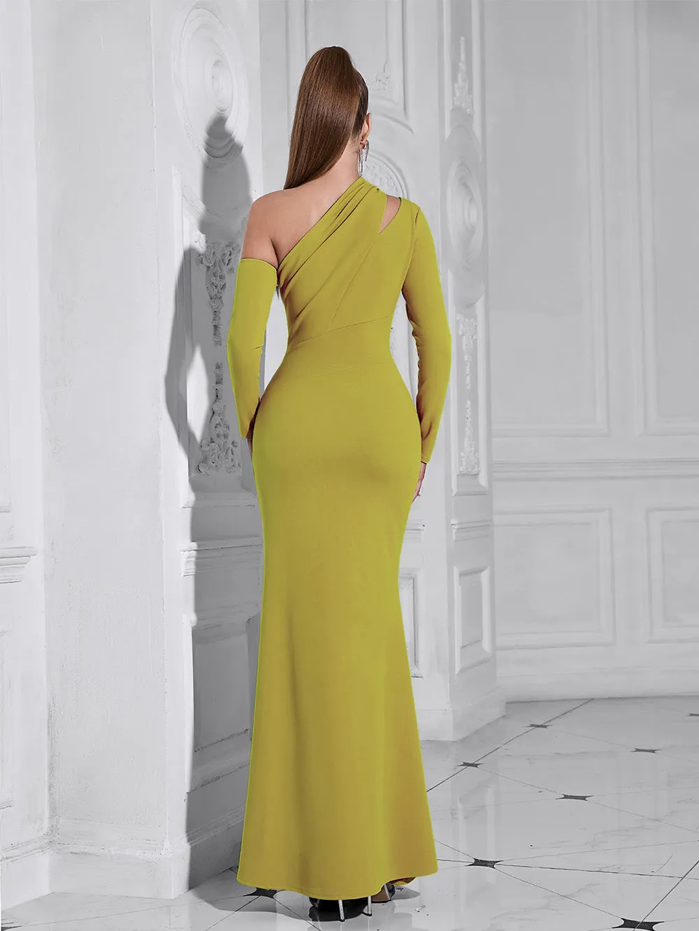 One Shoulder Asymmetrical Maxi Bodycon Dress HB10137