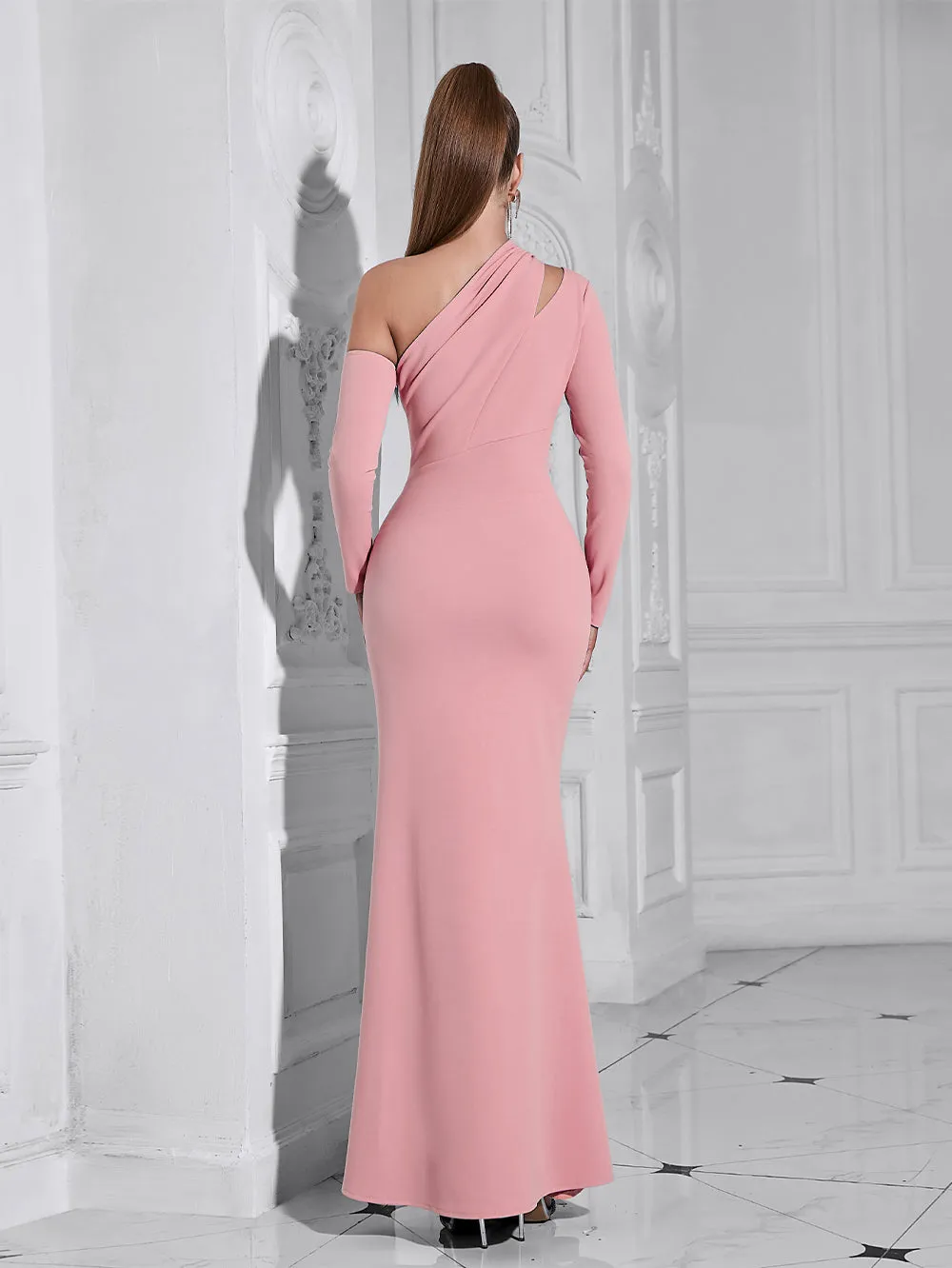 One Shoulder Asymmetrical Maxi Bodycon Dress HB10137